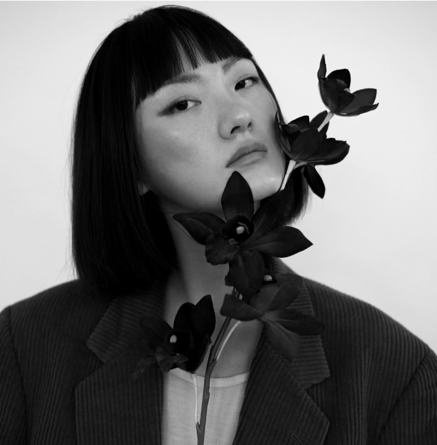 Portrait of a girl in black and white