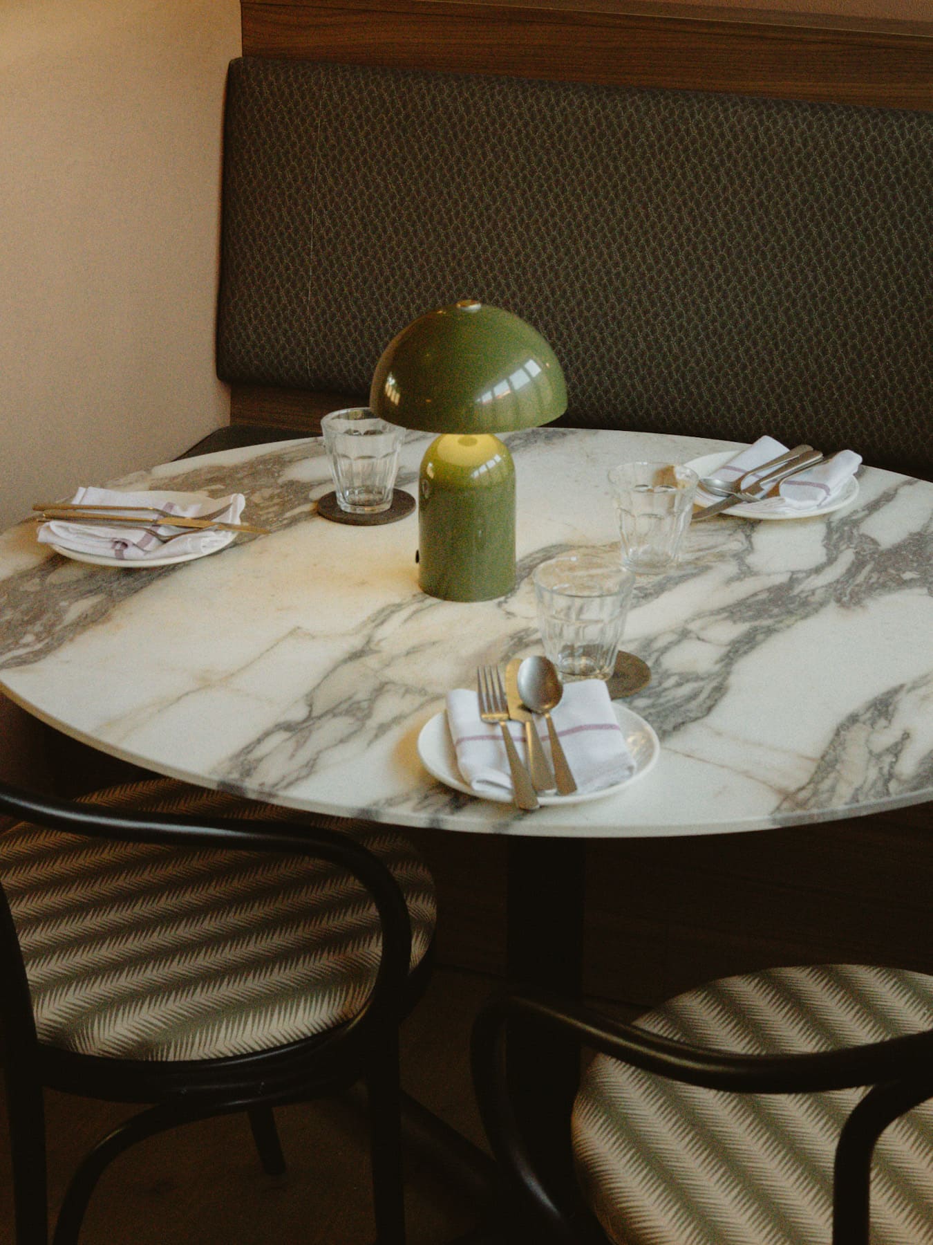 A close look at a restaurant table
